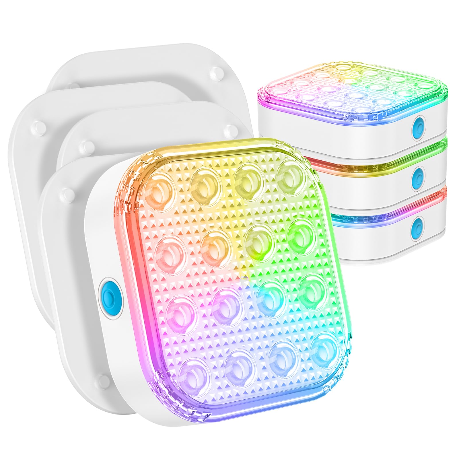 Tauchbare LED-Pool-Lichter, 16 Farbwechsel-Pool-Lichter, wiederaufladbar, wasserdicht, magnetisch, schwimmende Unterwasserlampe für Pool, 4 Stück