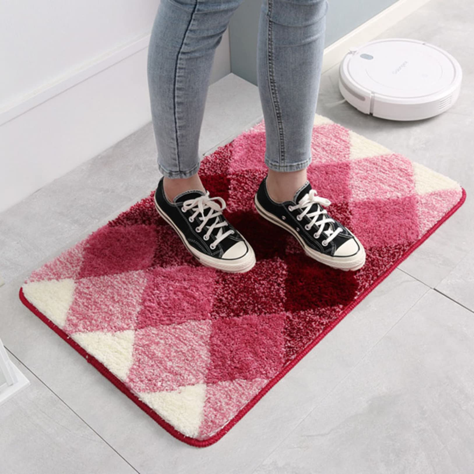Amazon｜バスマット 足ふきマット 北欧風 吸水速乾 ふわふわ 厚手