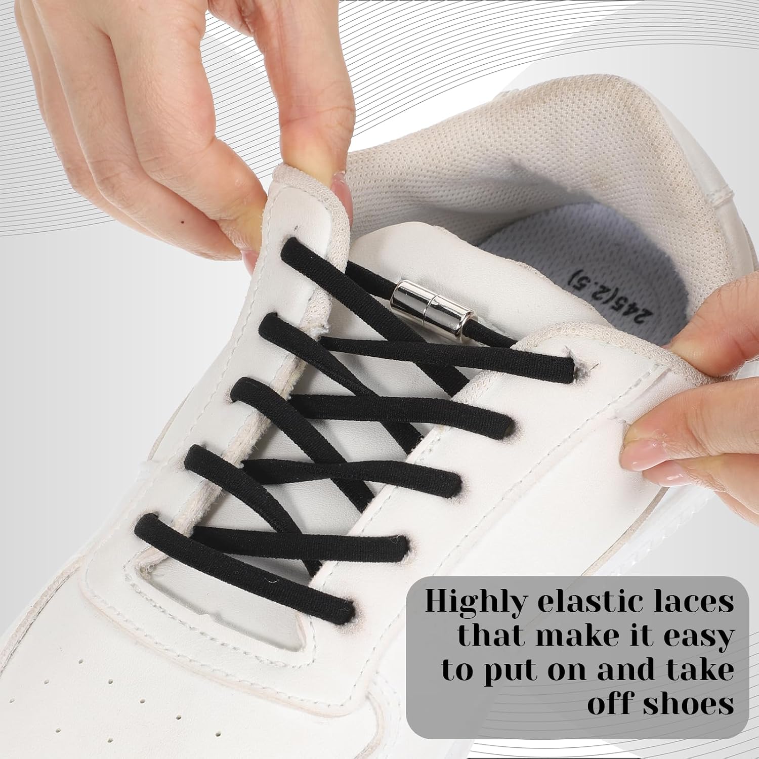 6 Pairs Elastic Shoe Laces No Tie Shoe Laces for Kids and Adults, Tieless Shoelaces with Metal Lock for Sneakers