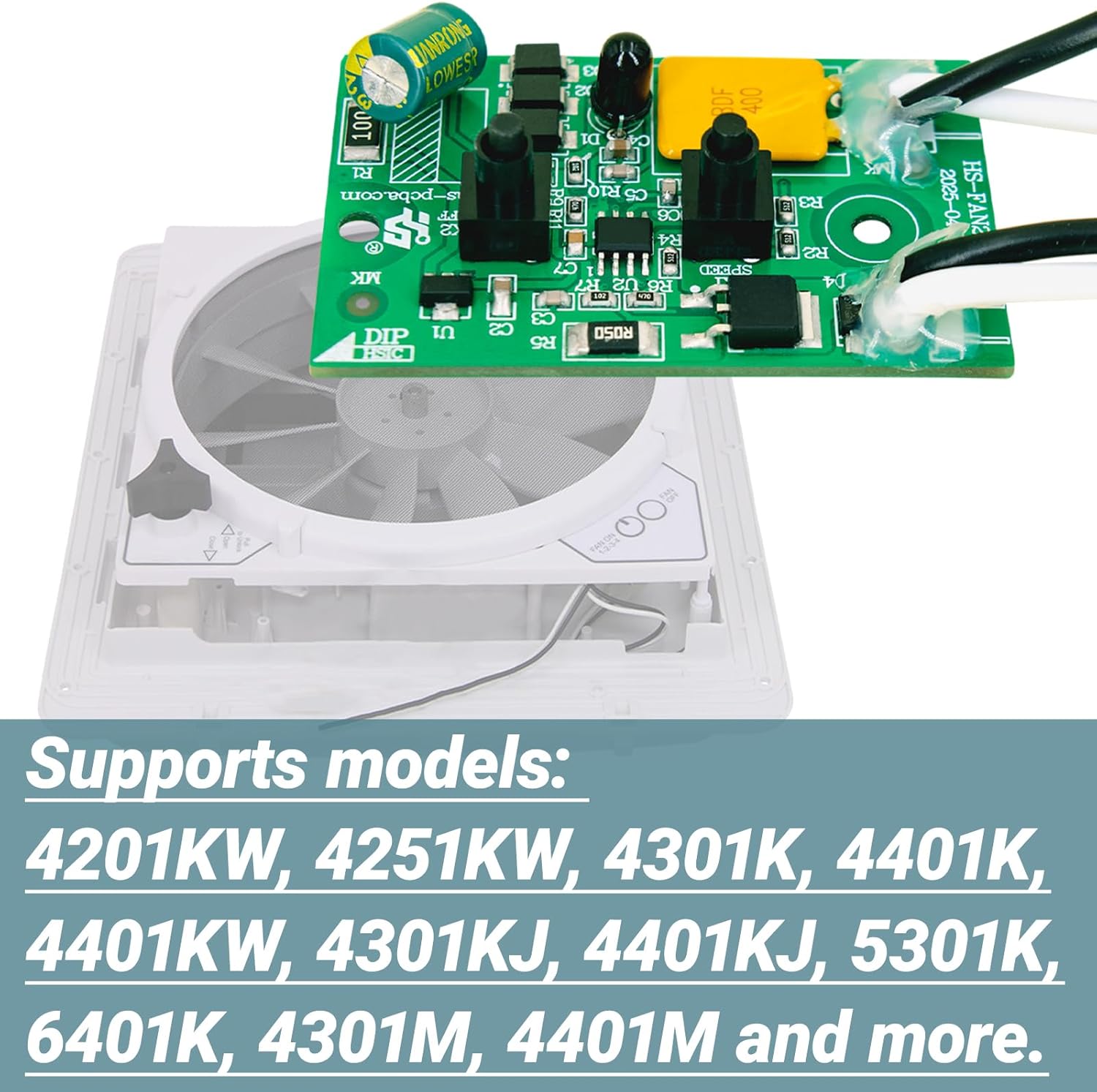 Replacement Printed Circuit Board for MaxxFan MaxxAir Deluxe RV Roof Vents, Compatible with Models 4201KW,4251KW,4301K,4401K,4401KW,4301KJ,4401KJ,5301K,6401K,4301M,4401M