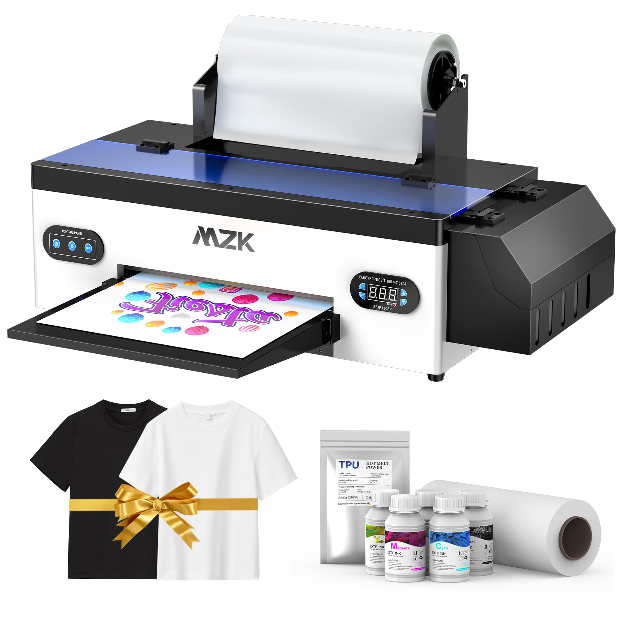 Mzk DTF Transfer Printer with Roll Feeder,L1800 Printhead A3 DTF
