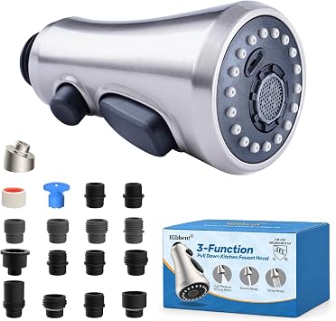 Hibbent Pull Down Spray Head for Kitchen Faucet, 3-Function Sink Nozzle