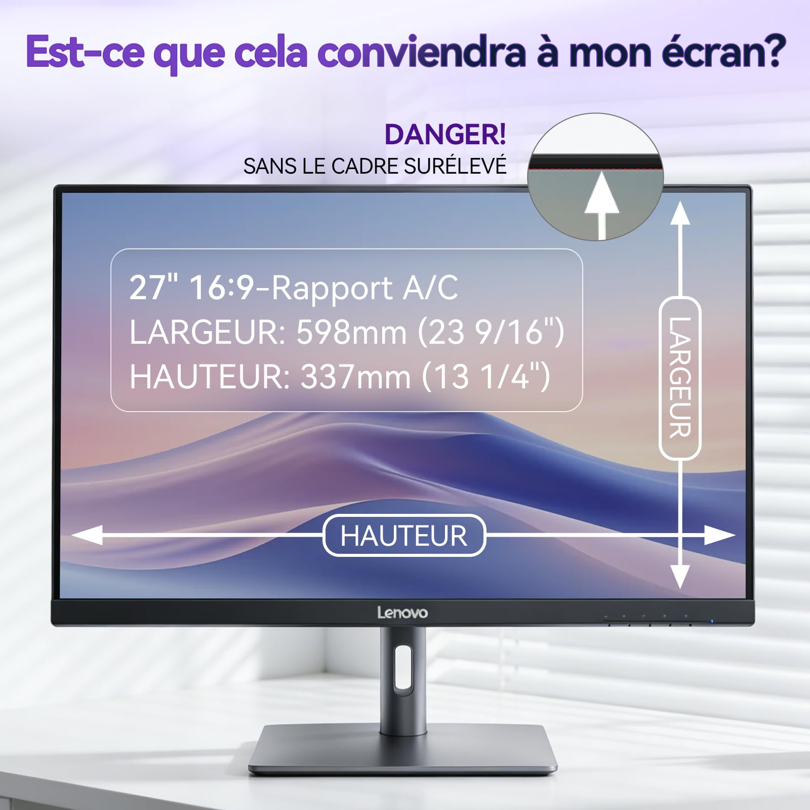 Lot de 2 Filtres de Confidentialité Magnétiques 27 Pouces pour Moniteurs 16:9, Anti Lumière Bleue, Anti Reflets