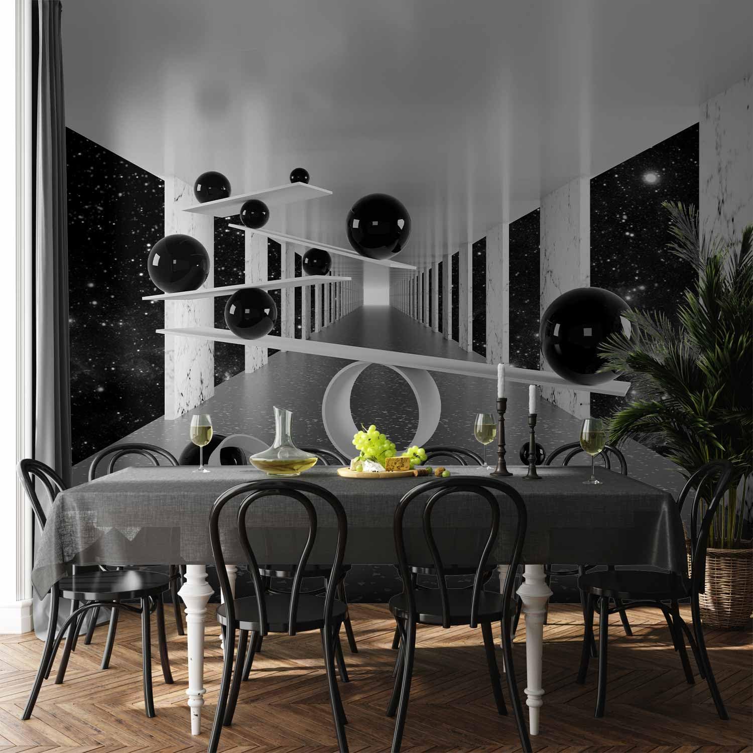 murando - Carta da Parati Adesiva 3D Effetto 392x280 cm Fotomurali Adesivi Murali Rivestimento Parete Moderna per Pareti Adesiva Muro Decorativo Fotomurale Soggiorno Astratto nero bianco Marmo