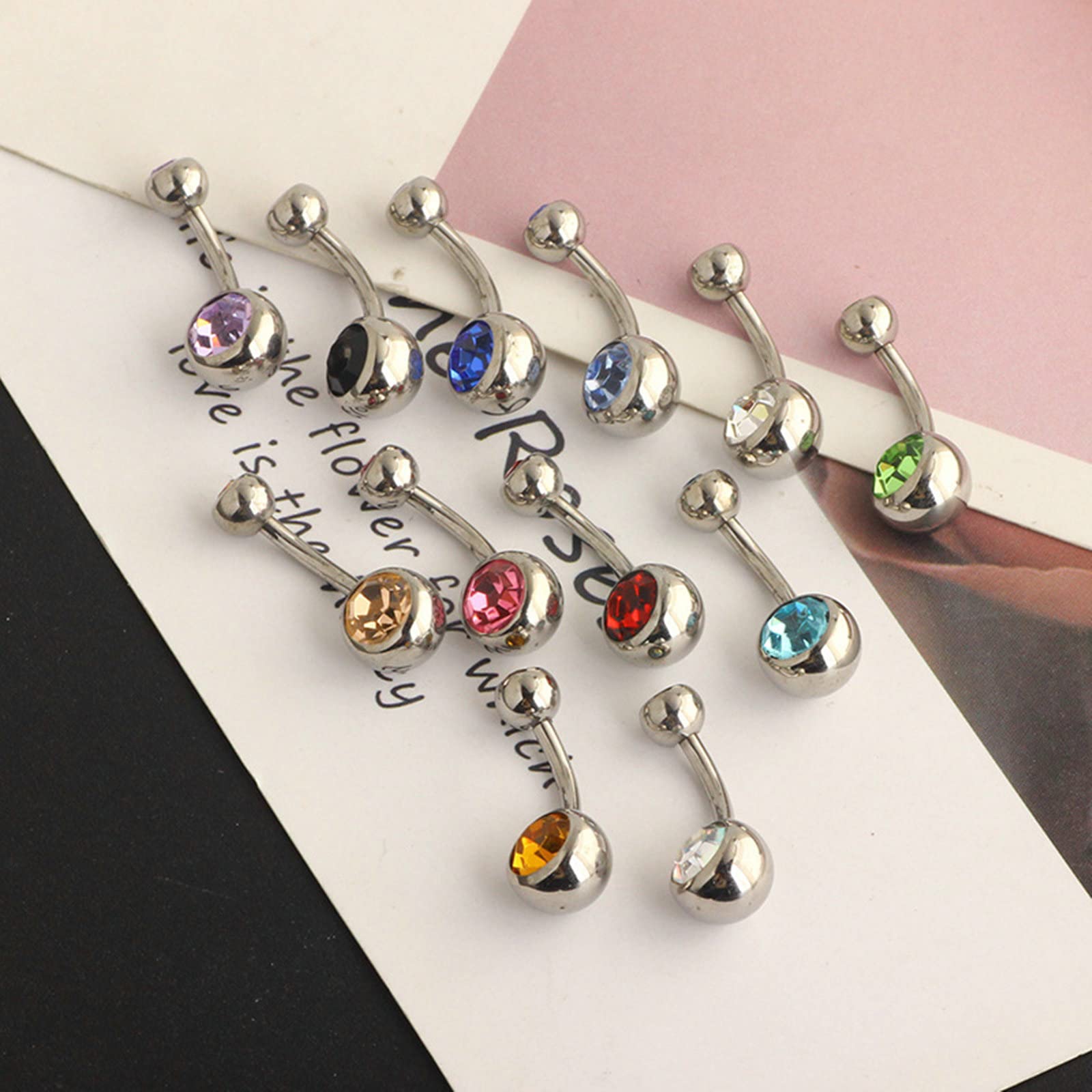 Gualiy 12 Stück Bauchnabelpiercing Edelstahl Set Rund Zirkonia 14 Gauge Bauchnabelpiercing