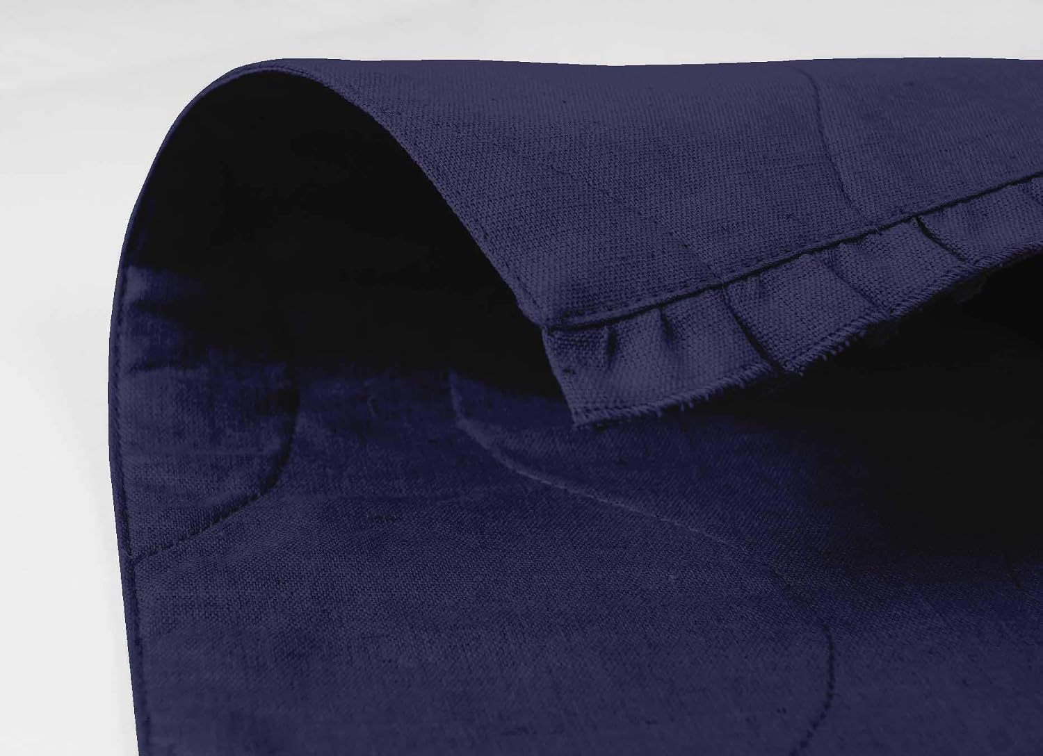 Dark Blue Home Decor Cotton Flex Reversible Fabric Frill Placemats Table Dining Mats-Set of 4