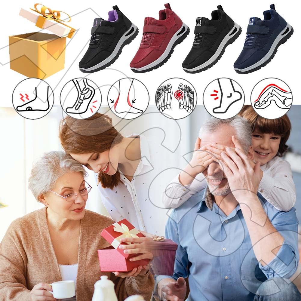 Zapatillas Fascitis Plantar Ortopédicos para Hombre, Pie Diabético, Caminar, Juanetes - Negro, 40/250mm