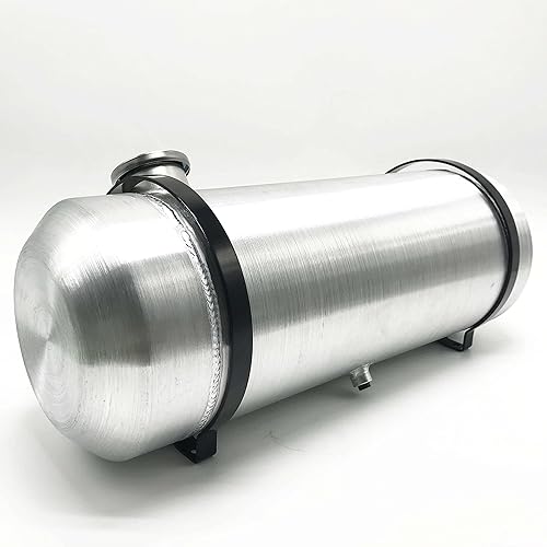 Miniatura 28 de JSD - Tanque redondo de gas combustible de aluminio de 5 galones + soportes, 8 x 24 pulgadas, extremo de salida de llenado NPT de 1/4 pulgadas
