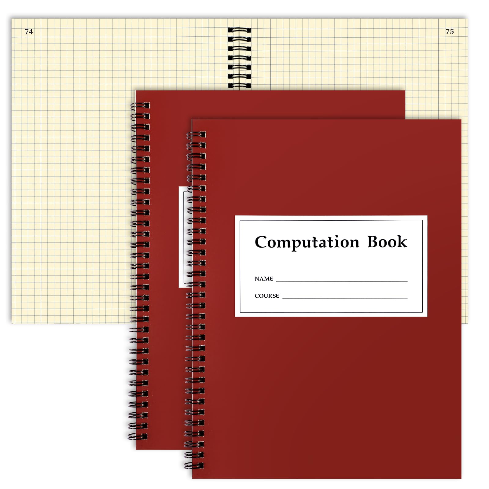 Fuyoooo 2 Pcs Computation Notebook Engineering Notebook for Drawings, Drafting, Planning, Engineering and Technical Applications, 4x4 Quad Ruled, 76