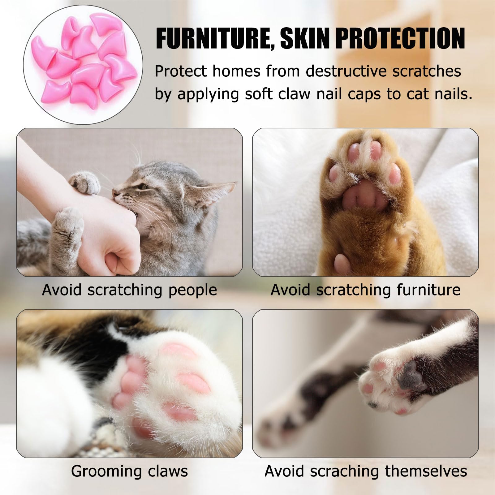 Cats Nail Cover Protection, 200 x Cat Nail Cover Protector - Image 2