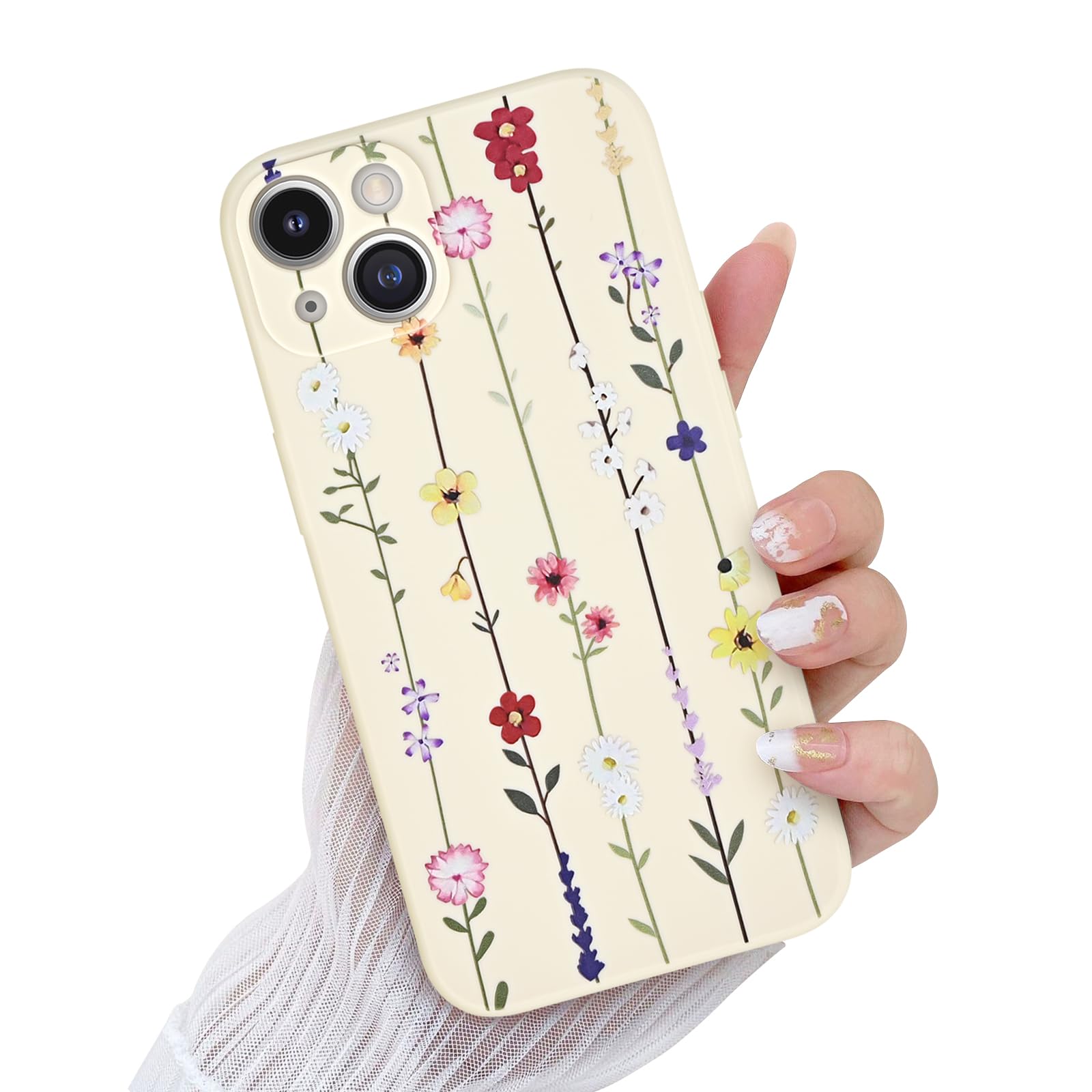 Kivlclri Trasparente Cover per Apple iPhone 14 6,1 con Aesthetic Disegni Fiori Motivo, Ultra Sottile Silicone Custodia per iPhone 14 Antiurto Antigraffio Protettiva Case per Donne Ragazza, Fiore01