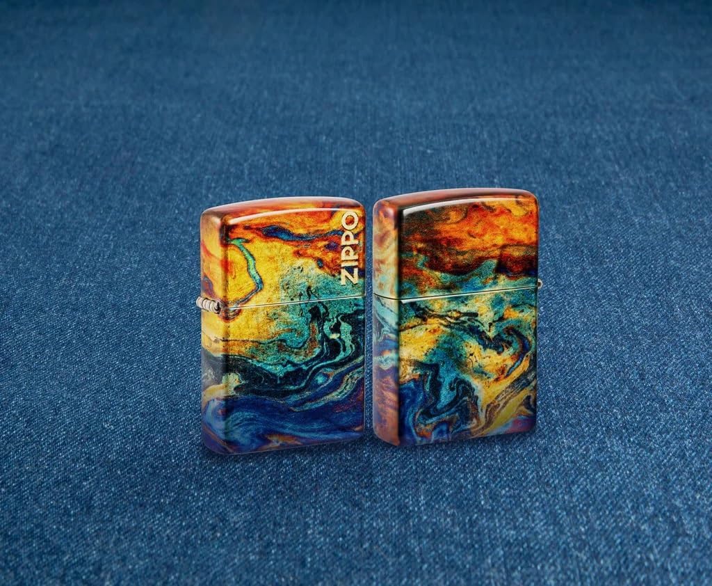 Zippo Lighter - Personalized Customize Message Engrave on Backside for Geometric Patterns Lighter Layers of Color 48778