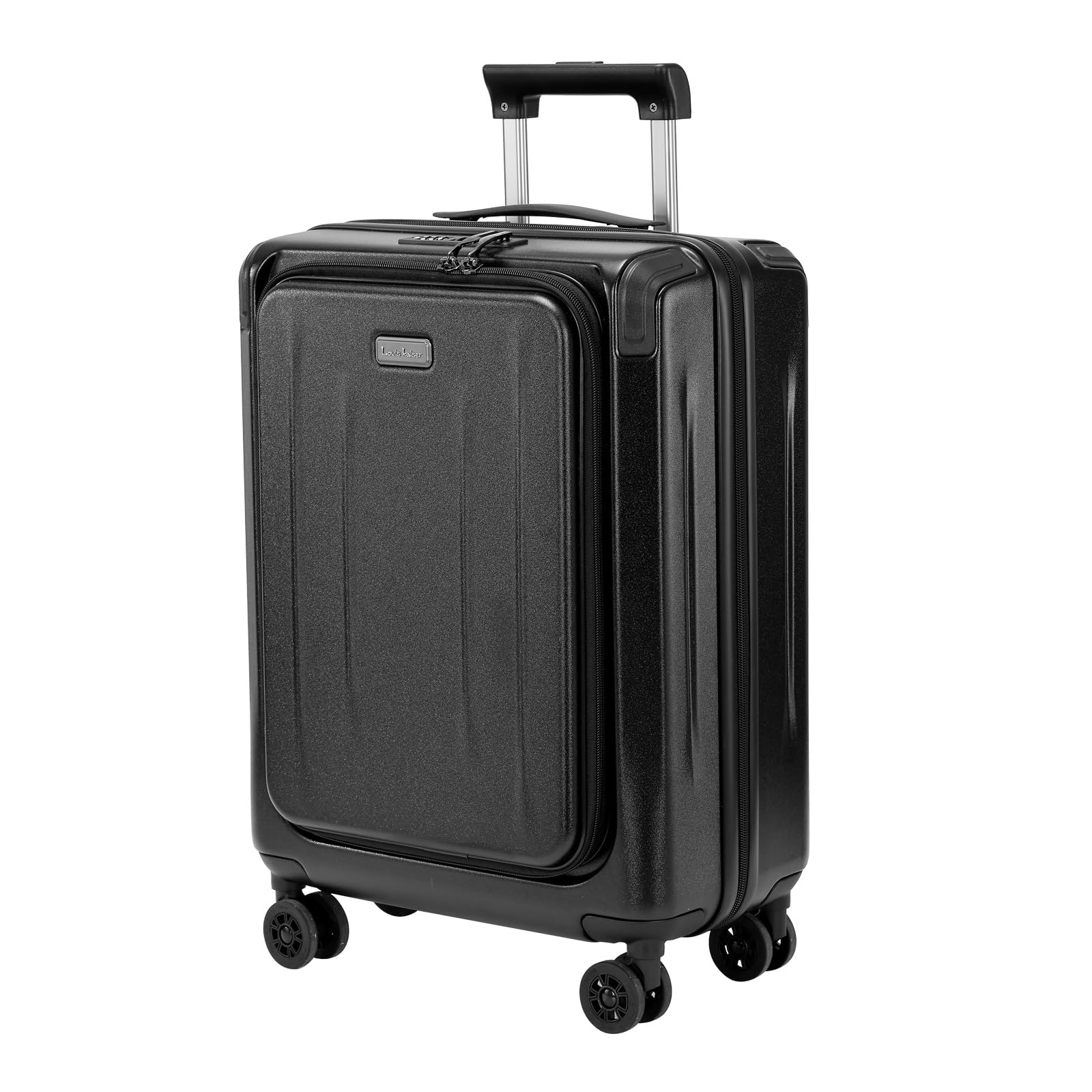 Carry On Luggage, 20 Inch Top Opening Aluminum Frame Lightweight Airline Approved ABS+PC Hard Shell Suitcases with Silent Wheels, TSA Lock, Front Pocket & Wet-dry Separated Six-piece Set (20IN, Black)