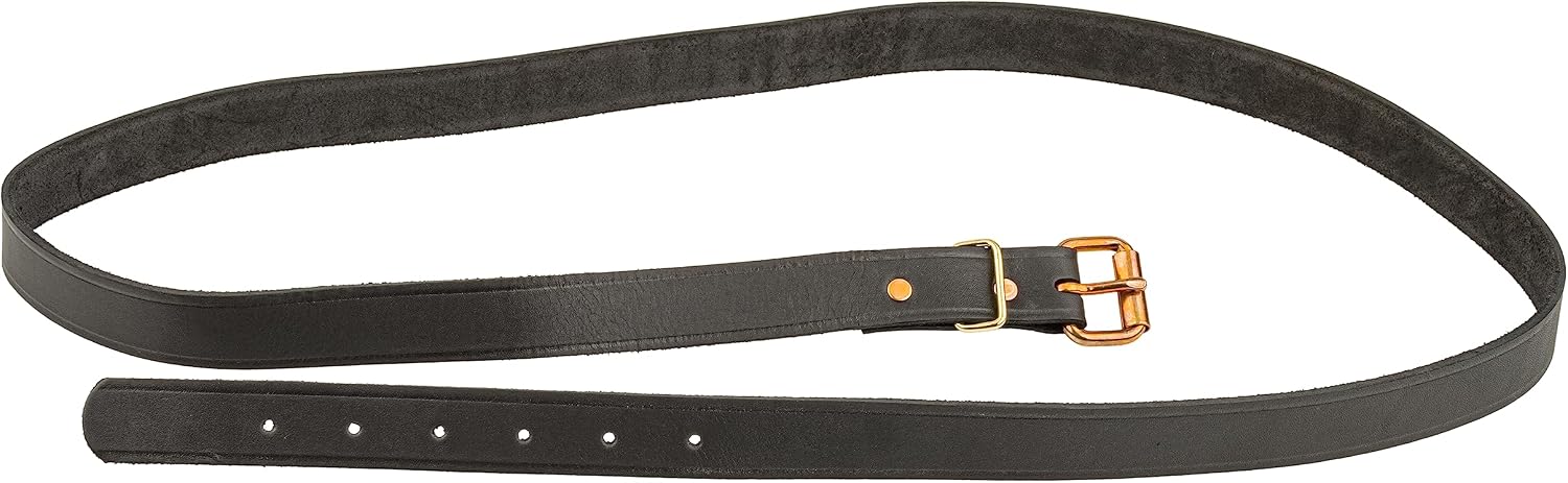Black Leather Trunk Strap with Brass Plated Buckle | Furniture Accessories for Steamer Trunks | LP1-LBL