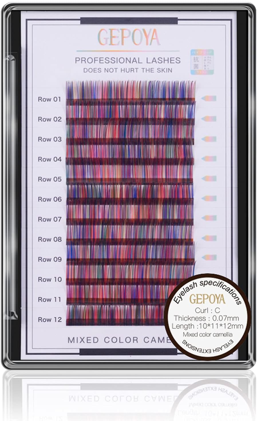 Color Eyelash Extension 0.07mm Thickness B Curl Easy Fan 3D Layer Volume Eyelashes Mixed 3 Lengthes Rainbow Eyelashes in 1 Root - Professional Salon Use