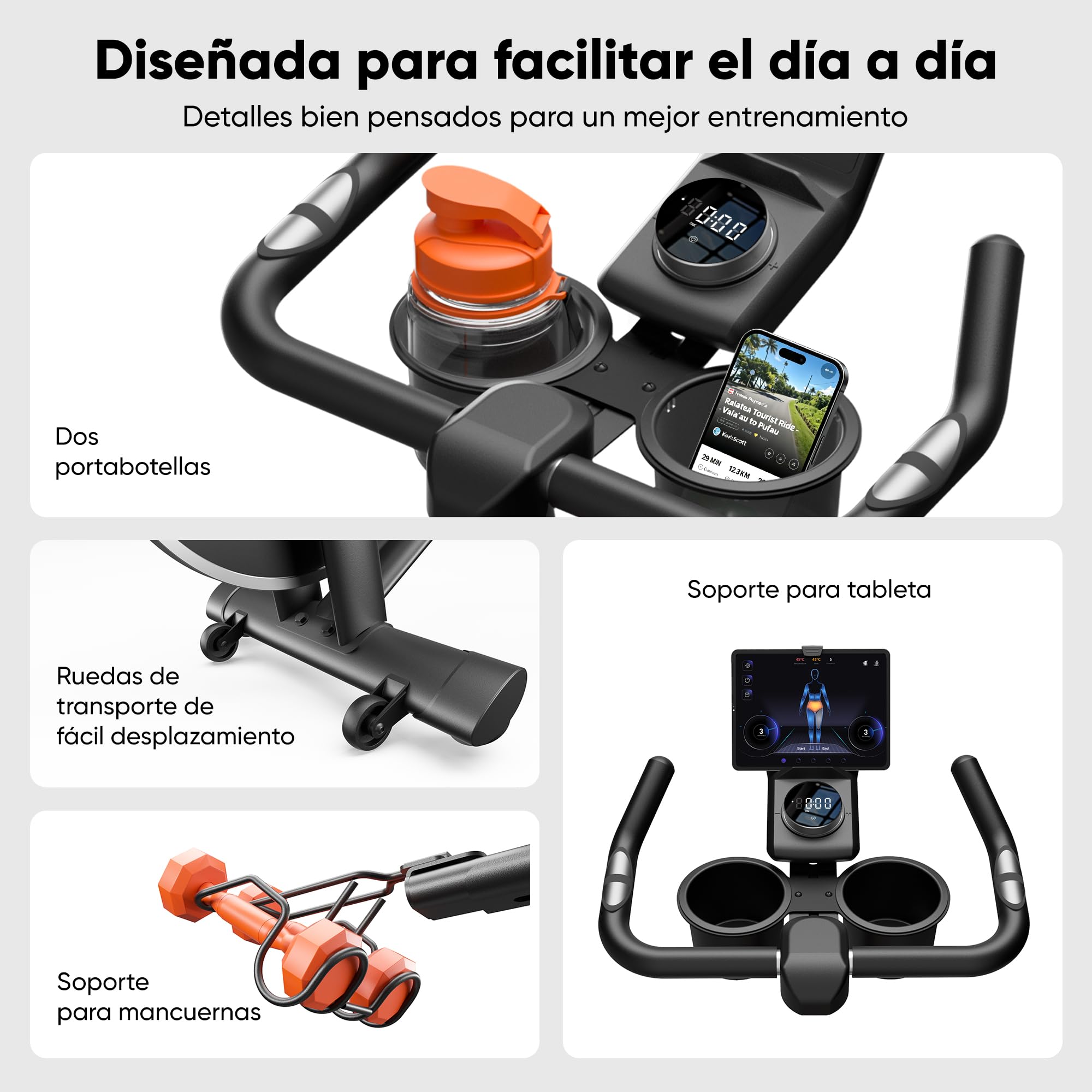 GIDGIMO 2026 Nuevo Bicicleta Estática Silenciosa para Casa con Resistencia Ajustable, Asiento Transpirable, Monitor LCD, Pulsómetro, Entrenamiento en Casa, Capacidad Máxima 150 kg