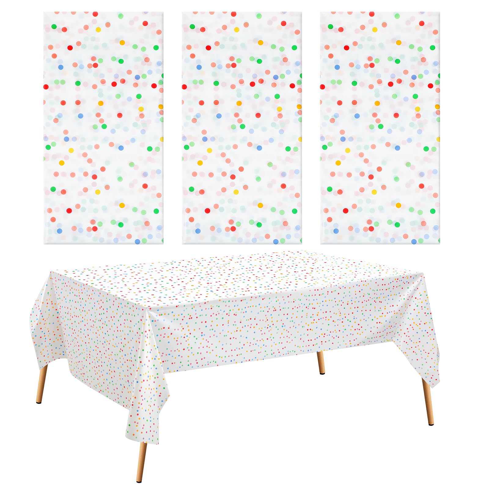 Nappe à pois de 260 x 140 cm Oudain en plastique translucide pour table de fête