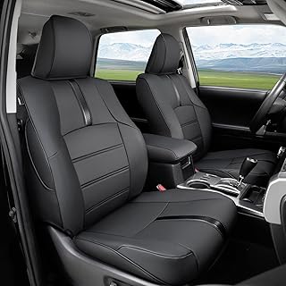 for Toyota 4Runner Seat Covers 2011-2023(TRD Off Road/TRD Pro,5-Seat ONLY) Full Cover Set Carbon Fiber Black Leather for 2011-2021 2022 2023 Toyota 4Runner Seat Covers Accessories