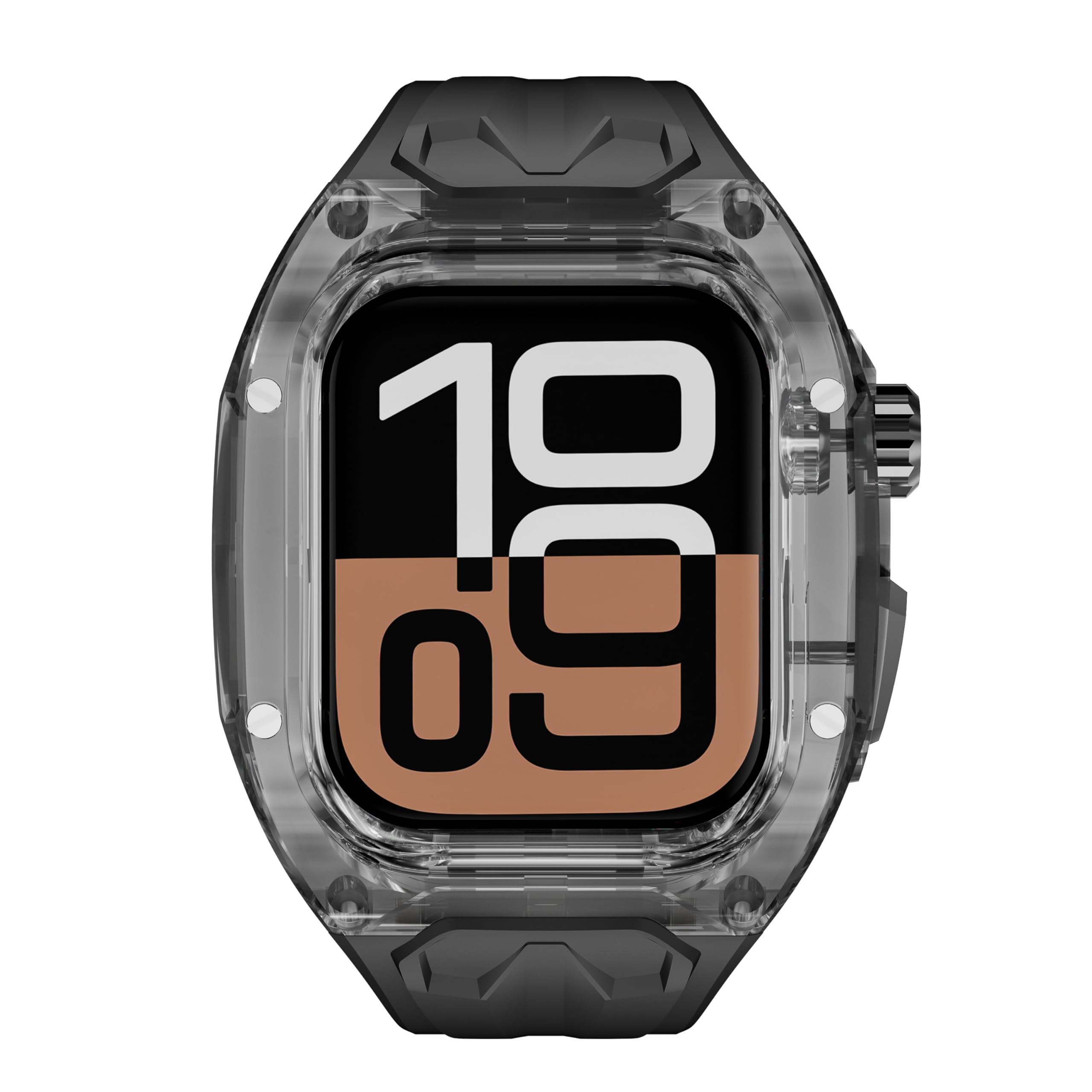 Transparent Rugged Case with Band Compatible with Apple Watch Series 10 46mm Bands, Luxury Crystal Clear Military Protective Cover Bumper Tactical for iWatch Series 10 46mm Strap,Black Black