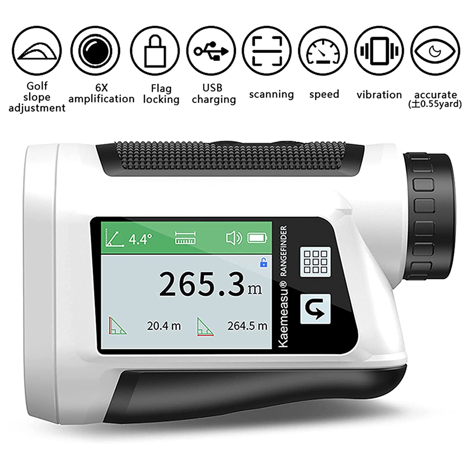 Dalmierz HD Lcd do pomiaru nachylenia pola golfowego z zapowiedzią głosową, 6-krotnym zoomem, wodoodpornością IP54, blokadą masztu flagowego, trybem skanowania,600M
