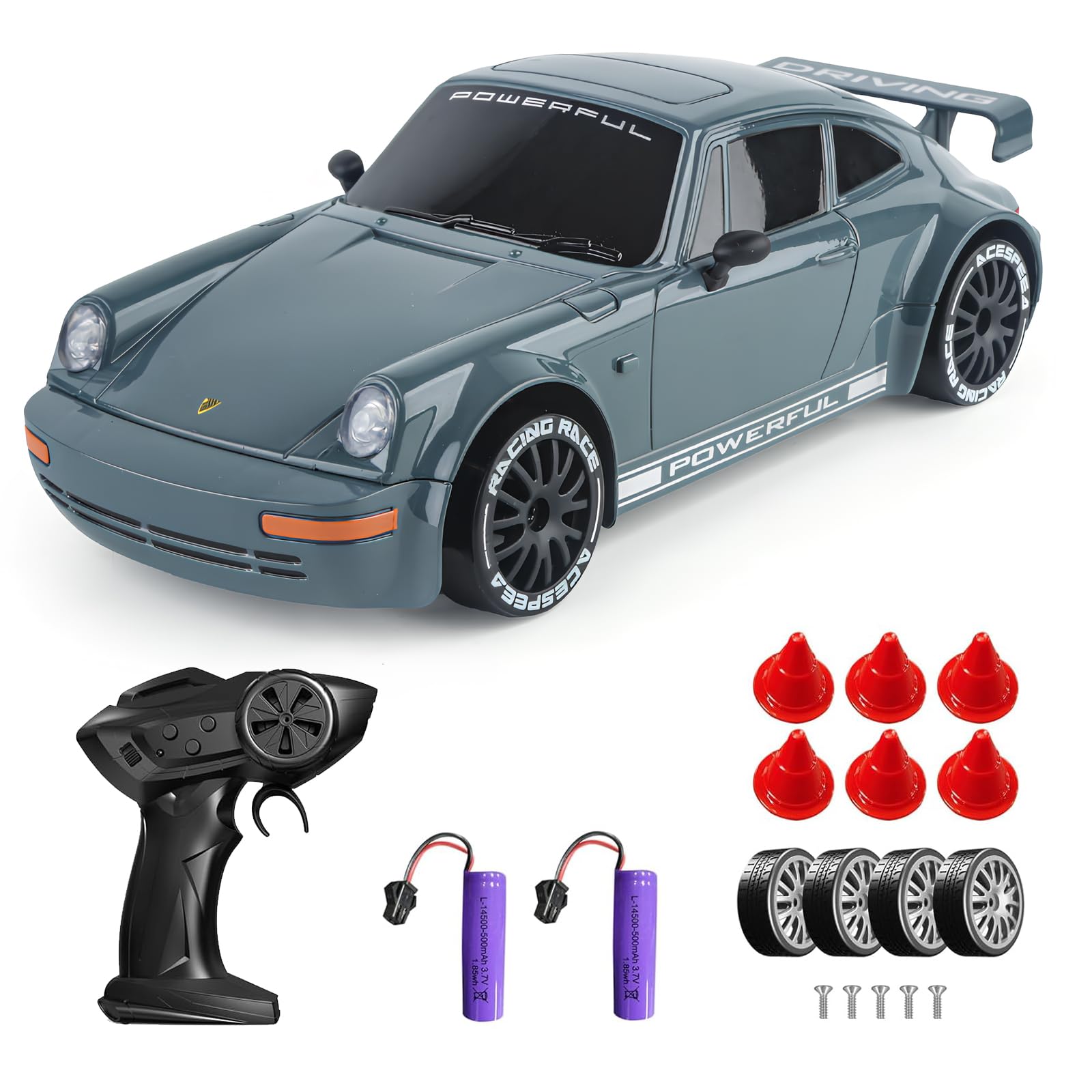 DUKUSEEK 1:20 Scale RC Drift Car, 4WD Mini RC Drifting Car with Two Rechargeable Batteries, 2.4Ghz Remote Control and LED Lights for Kids Toys Gifts (Green)