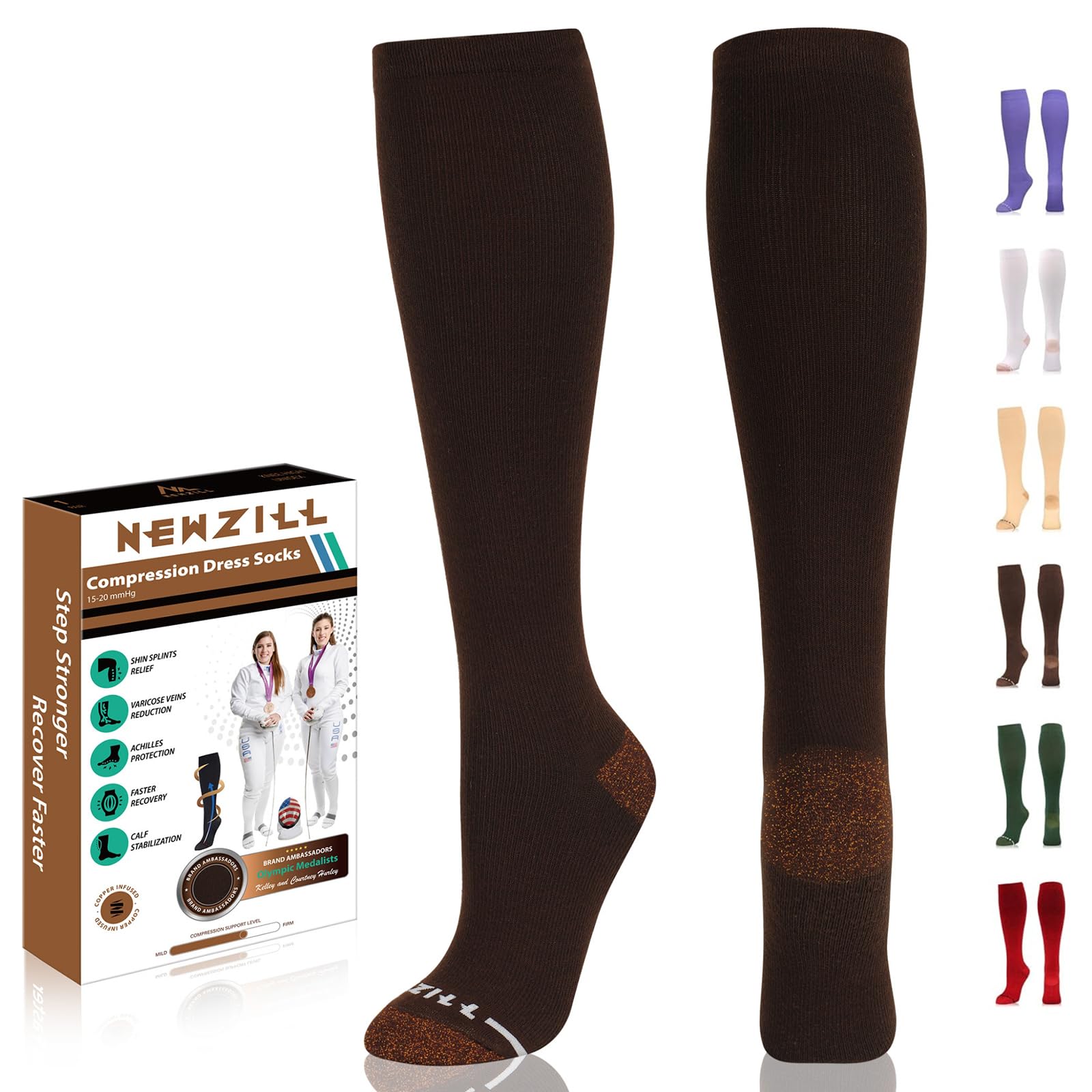 Copper Compression Socks for Women & Men 15-20mmHg Cotton Rich Odor Control Dress Socks for Business Casual Running Medical Athletic Support, Edema Diabetic Relief