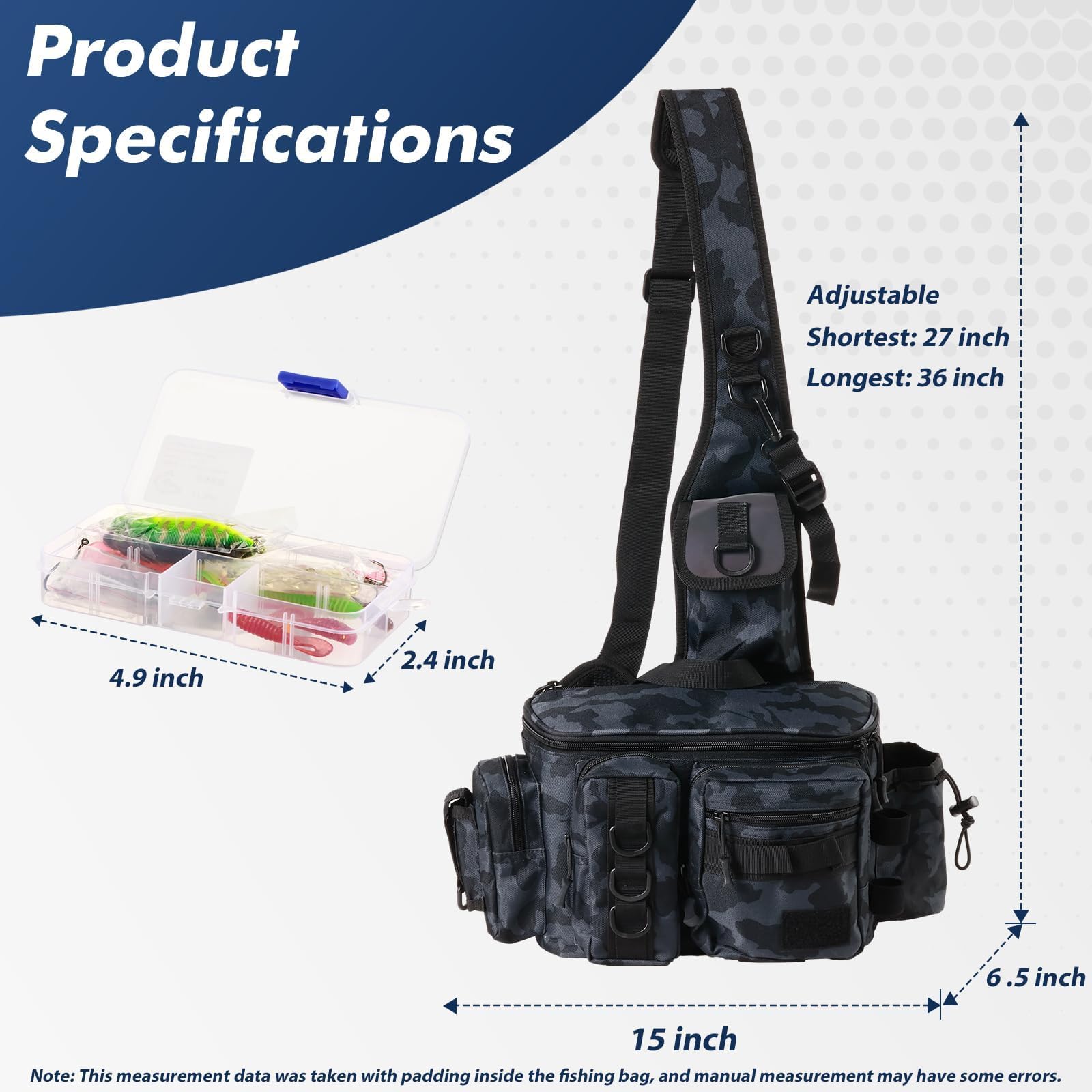Aertiavty Kompakte Angelausrüstungstasche, Angeltasche mit Angelbox und Rutenhalter, Outdoor-Sport, Angelrucksack