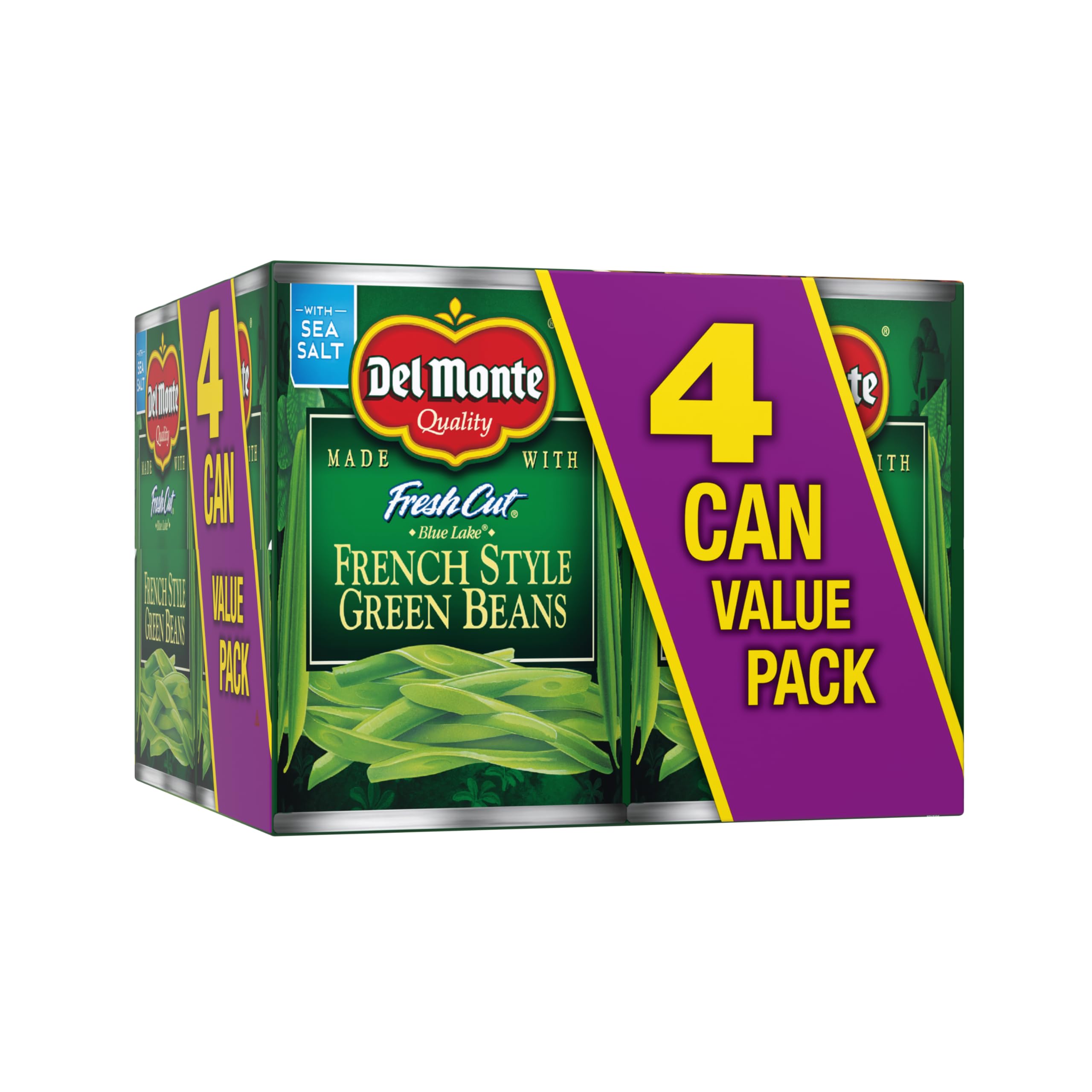 Del Monte Fresh Cut Blue Lake French Style Green Beans, 14.5 oz. Can, Canned Vegetables (Pack of 4)