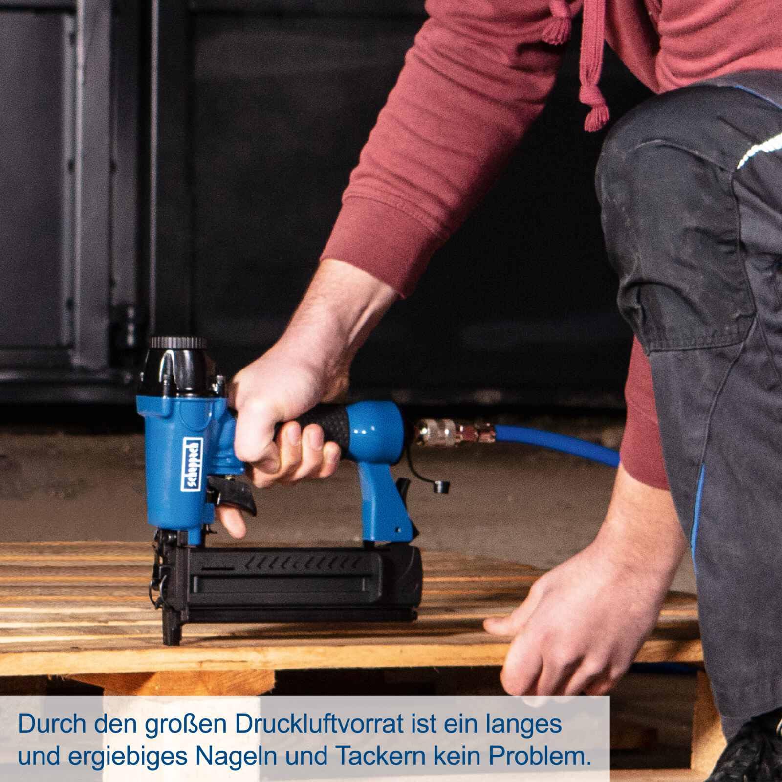 Scheppach Kompressor HC63 Druckluftkompressor ölgeschmiert mit 14 tlg. Zubehör | 50L Kessel | 10bar Arbeitsdruck | 1500W | 220L/min Ansaugleistung | Fahrvorrichtung, Schnellkupplung & Transportgriff