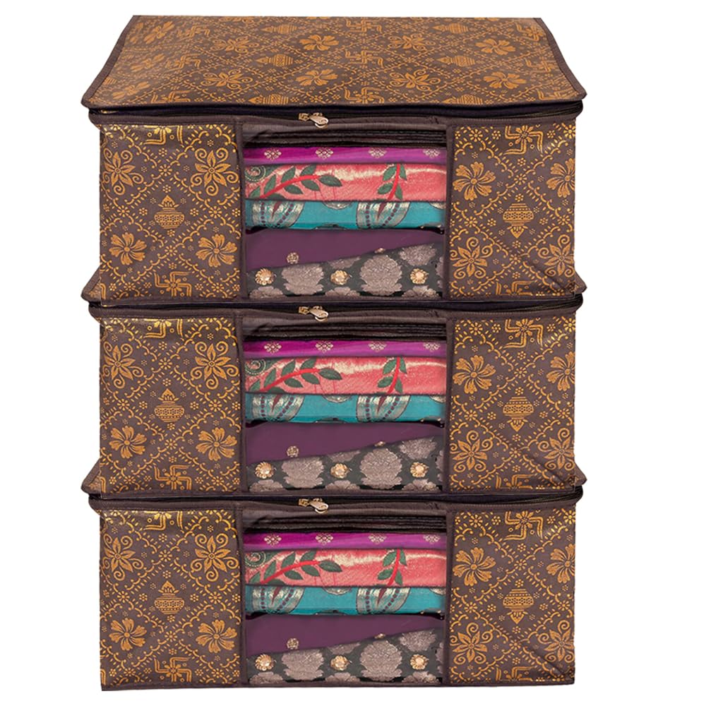 AI ANKIT INTERNATIONAL® Non-Woven set of 3 saree covers with zip | storage bags for clothes large - Storage Organizer For Saree | Shirts | Lehenga - Dress Organizer For Wardrobe (B0D8PDXC8R) Amazon Price History, Amazon Price Tracker