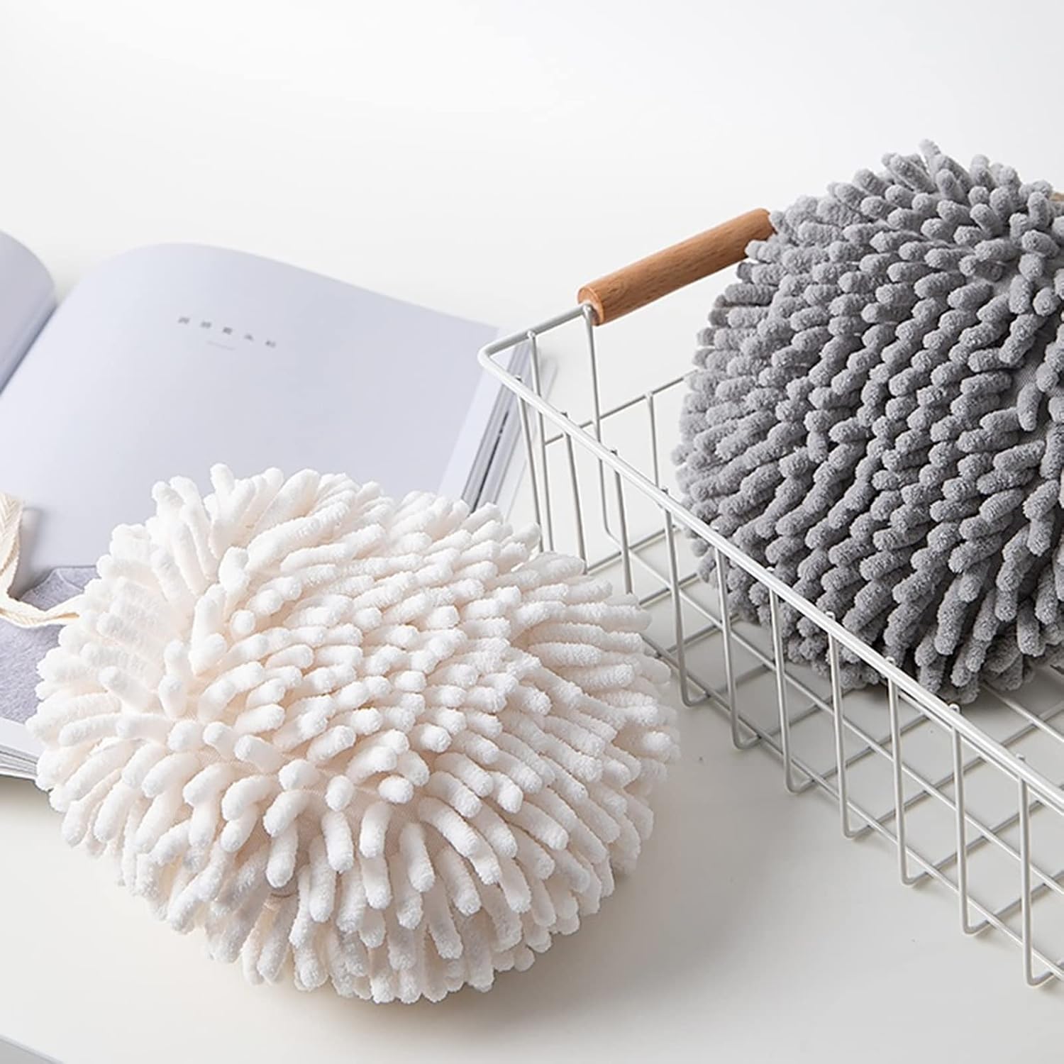 4 Pack Chenille Hand Towels Soft Absorbent Microfiber Towels Ball Home Kitchen Bathroom Hanging Towels Quick Dry Cloths