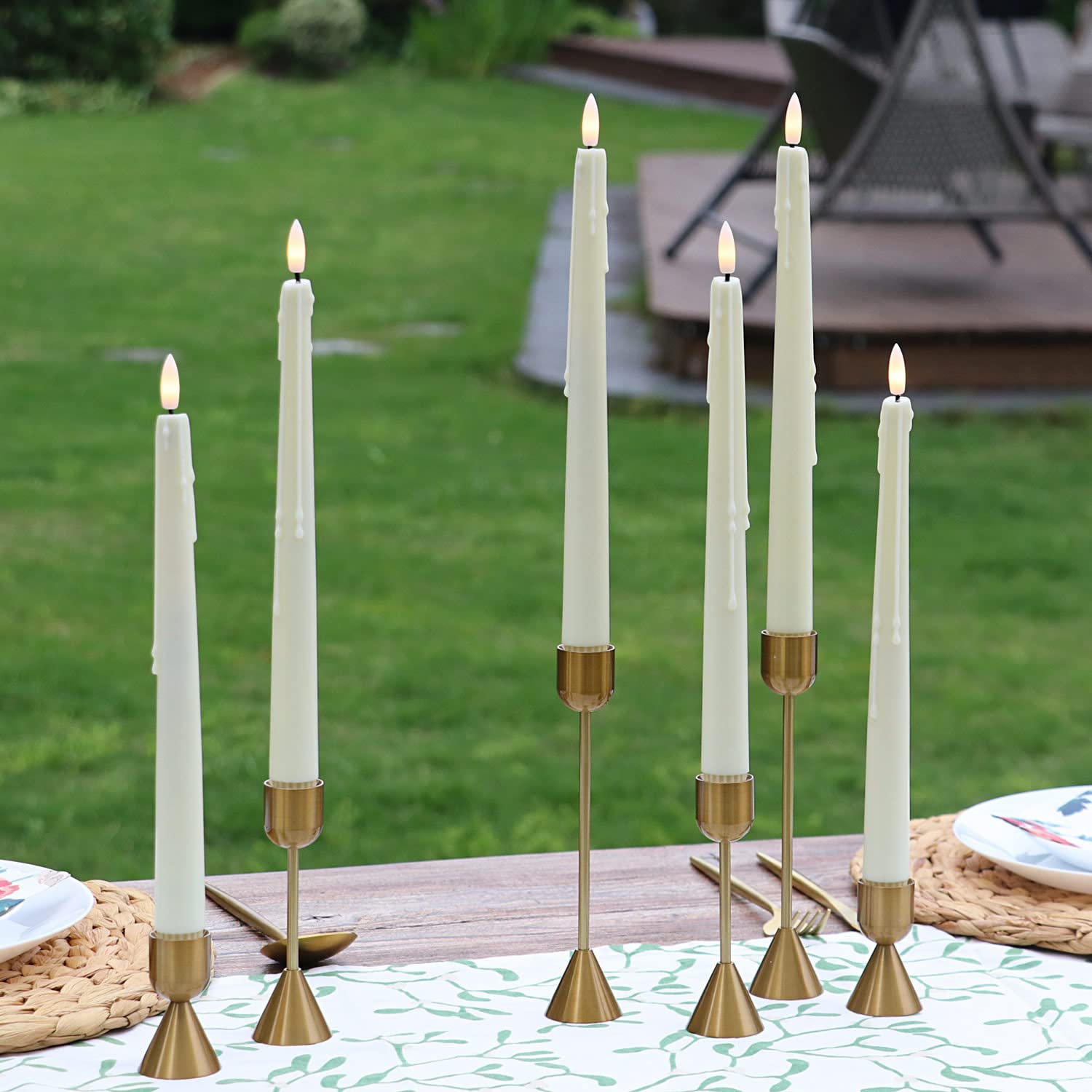 Rhytsing Lot de 6 bougies Conception dégoulinante Chandelier ivoire sans flamme avec 2 Télécommandes pour Noël - H29 cm