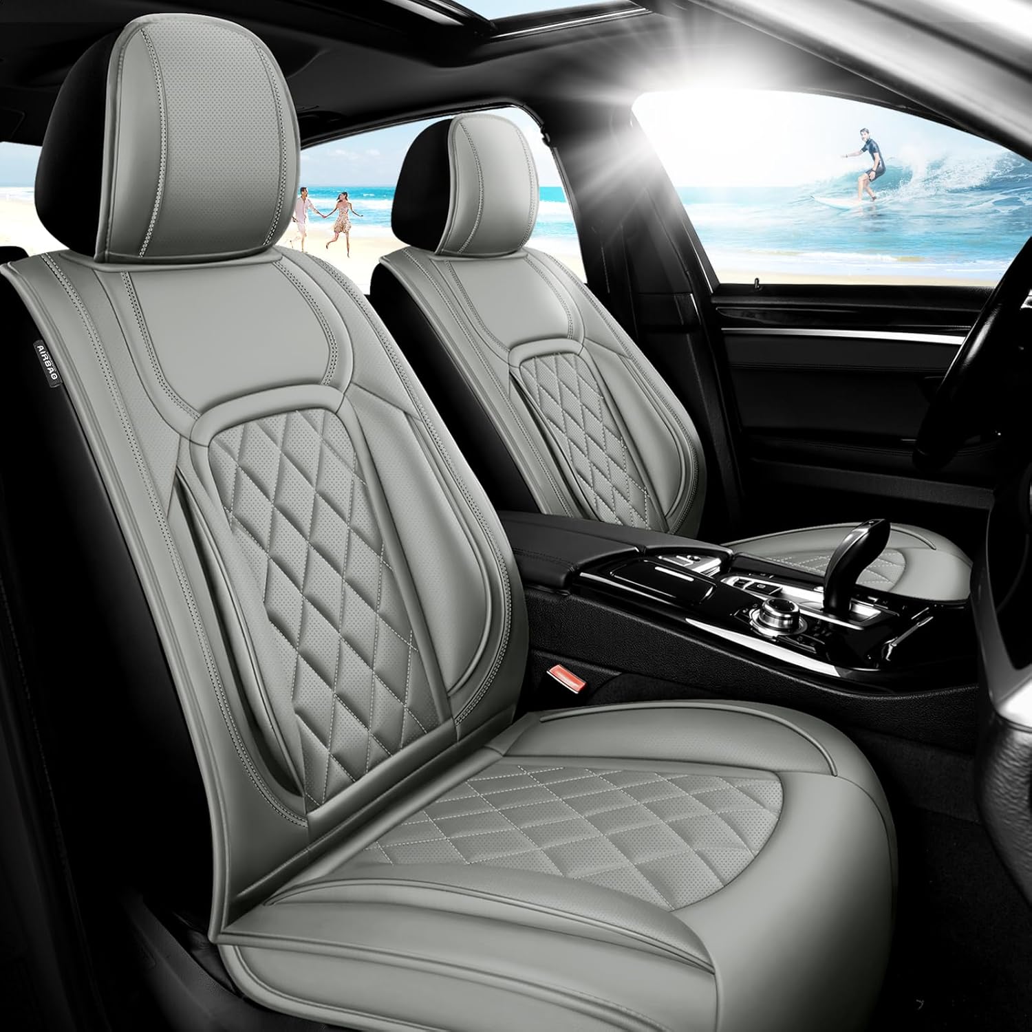 Fit Camry Car Seat Covers Compatible with Toyota Camry 2010-2025 2026, Premium Leather Breathable, Wear Resistant, Airbag Compatible, All-Weather Protection & Full Coverage, Full Set Gray