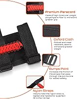 Vista 5 de Savadicar 2 asas de agarre de barra enrollable para Jeep Wrangler YJ TJ JK JKU JL JLU & Gladiator JT 1987-2023, accesorios interiores, negro y rojo