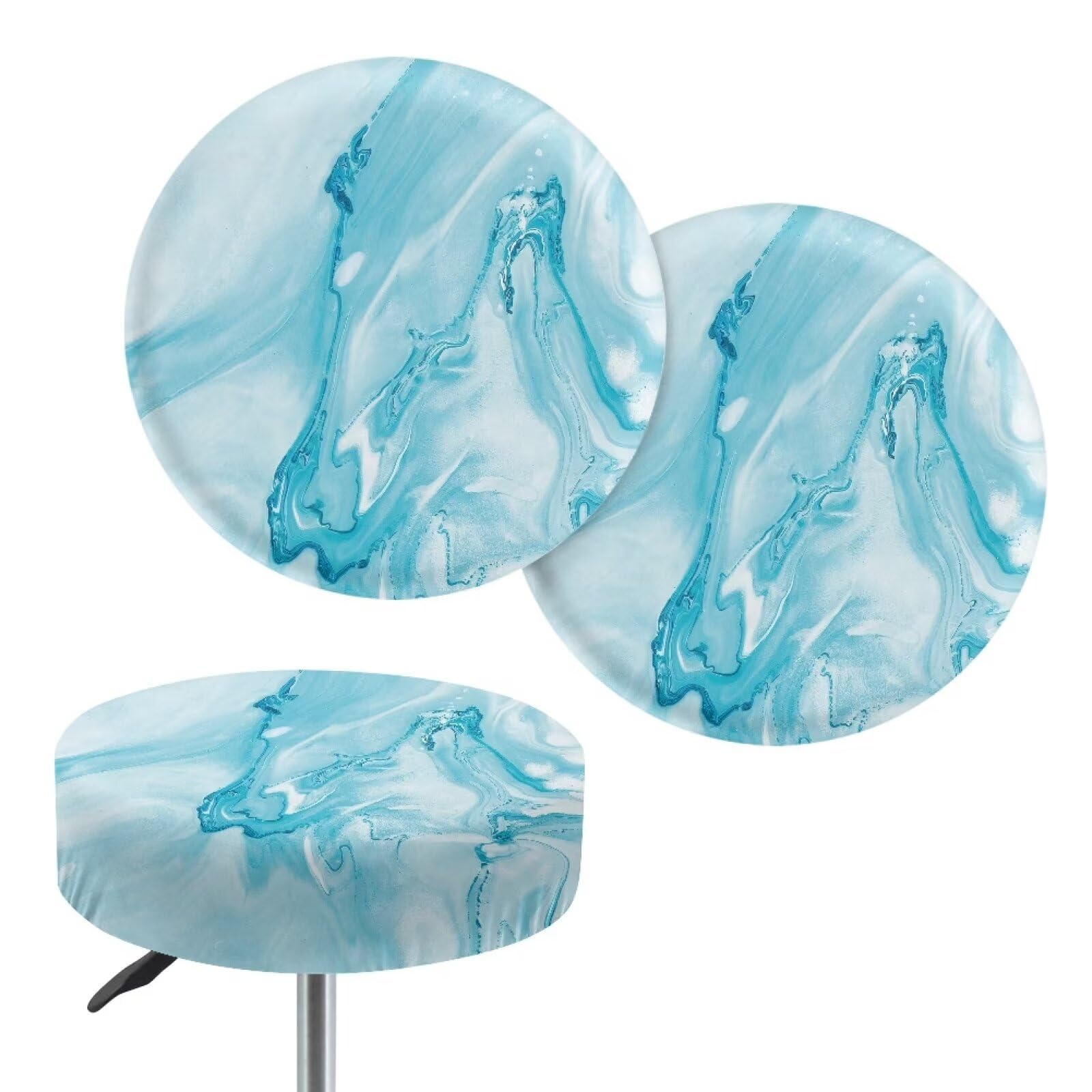 NETILGEN Stool Covers Round Elastic Fabric Washable Removable Anti-Slip Counter Stool Covers Stool Furniture Protective Cover 2 Pieces Set for Wooden