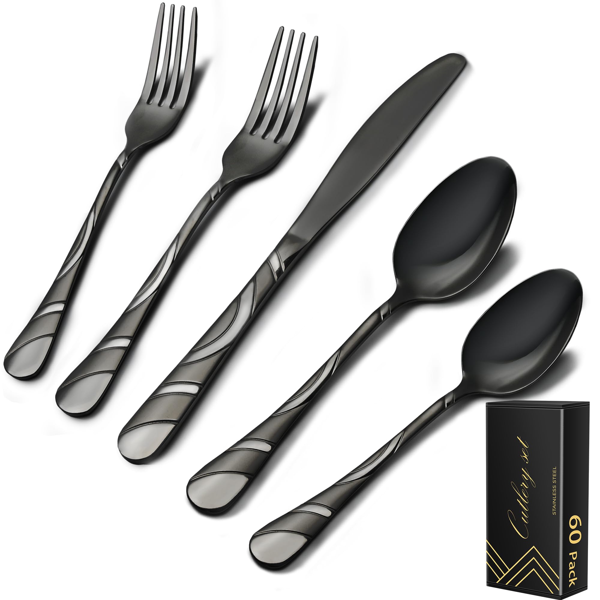 20-Piece Silverware Set for 4, 18/0 Frosted & Mirror Finish Stainless Steel Vintage Flatware Set, Modern Cutlery Set for Home Wedding Restaurant Housewarming Party Event Serving For 4 — Amazon image 9