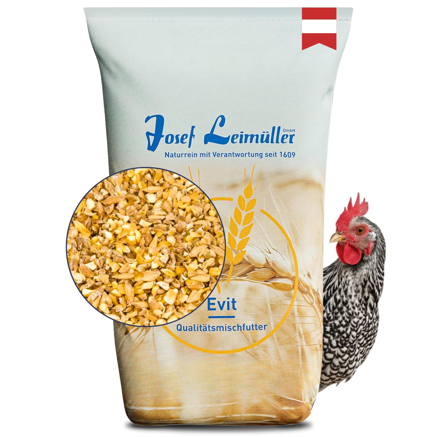 Leimüller Mangime galline ovaiole 25kg - Classico spezzettato, Alta digeribilità, Aumenta produzione uova - Certificato AMA - Ingredienti naturali - becchime