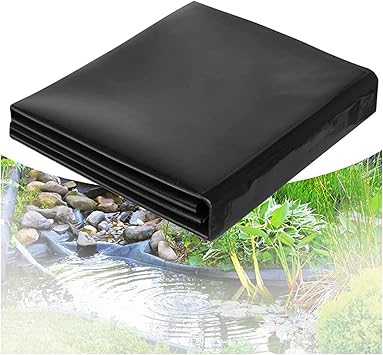 Image PLOEA 0.3mm Waterproof Pond Underlay for Ponds, Fountains, Gardens Heavy Duty Fish Pond Liners Enhance Landscaping Black Pond Liners Impermeable Film Color : 0.3mm, Size : 7x9m(23x29.6ft)