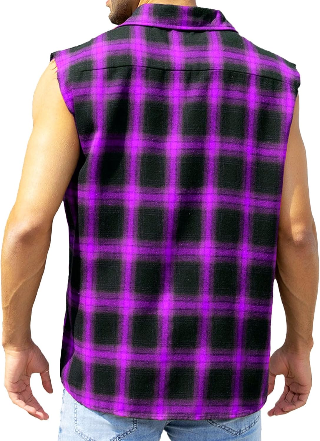 Men's Sleeveless Flannel Shirt - Plaid Design for Summer Wear Casual Button-Down Vest Shirts - Image 2