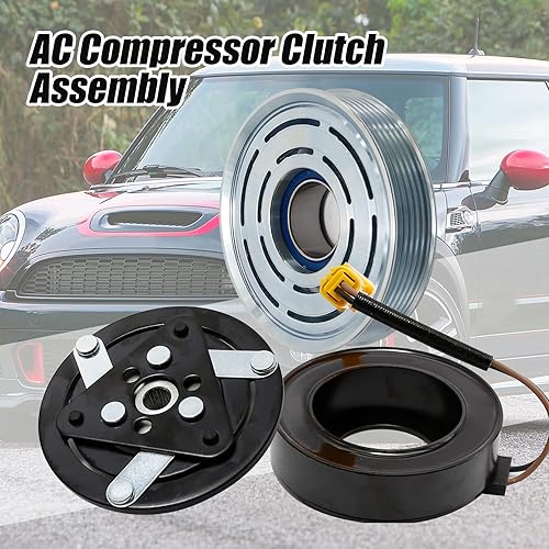Miniatura 5 de Kit de reparación del embrague del compresor de CA Reemplazo de la bobina de la polea para MINI Cooper 2008-2013 4 Cyl 1.6L SD6V12 4.68" Polea
