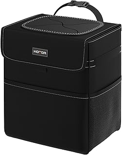 HOTOR 3.5 Gallon Maximum Capacity Car Trash Can/Organizer with Magnetic Closure