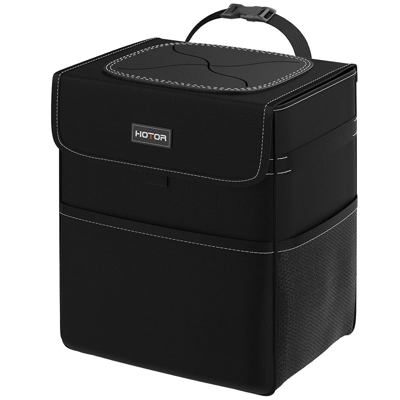 Lixeira automotiva HOTOR com revestimento resistente a vazamentos, organizador portátil preto, 13,2 L, modelo US137