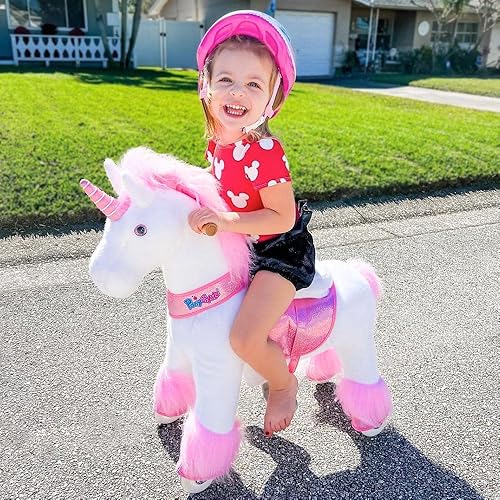 Miniatura 6 de PonyCycle Juguetes de unicornio con freno para niñas con ciclos de equitación de caballo (rosa, talla 3 para edades de 3 a 5 años)