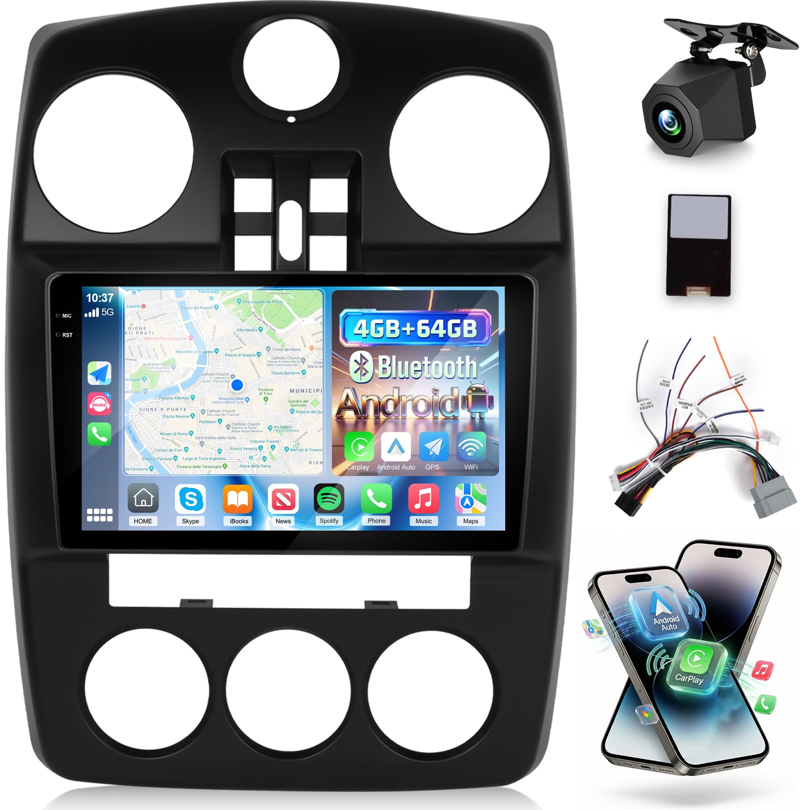 Photo 1 of [4+64G] Android Radio for Chrysler PT Cruiser 2006-2010: 9 inch IPS Incell Touchscreen PT Cruiser Stereo - Wireless Carplay and Android Auto, 5G/WiFi, GPS, BT5.0/EQ, Custom Homepage + Backup Camera