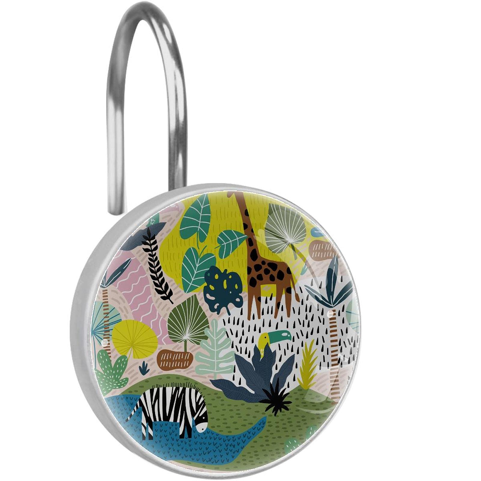 Crochets pour rideau de douche inox lot de 12 design jungle chic durable