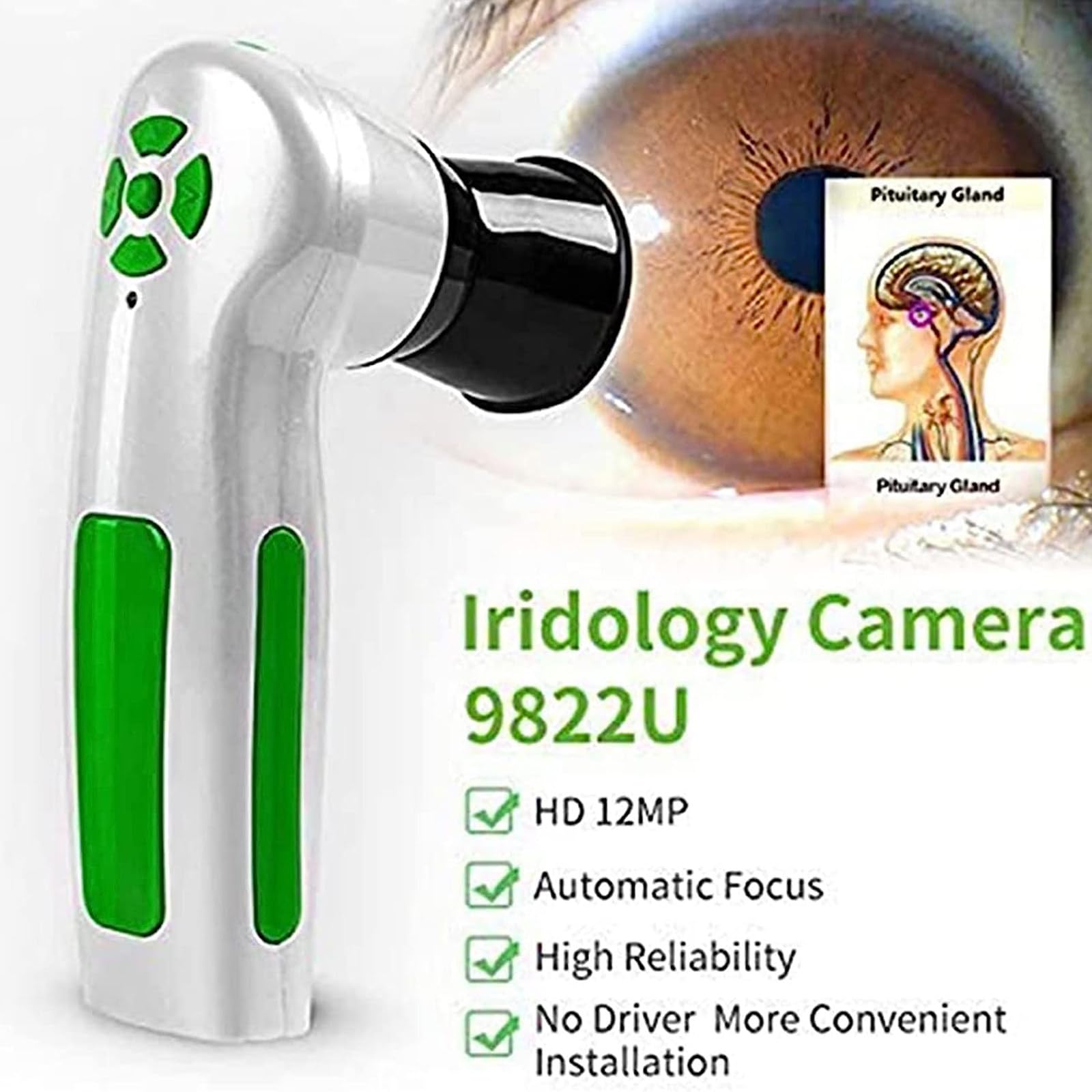 Caméra iridologique, détecteur d'iris Portable Interface USB2.0, Appareil Photo Analyse de l'iris USB Haute résolution à 12 MP, avec des logiciels d'analyse Gratuite Iris HD 30x
