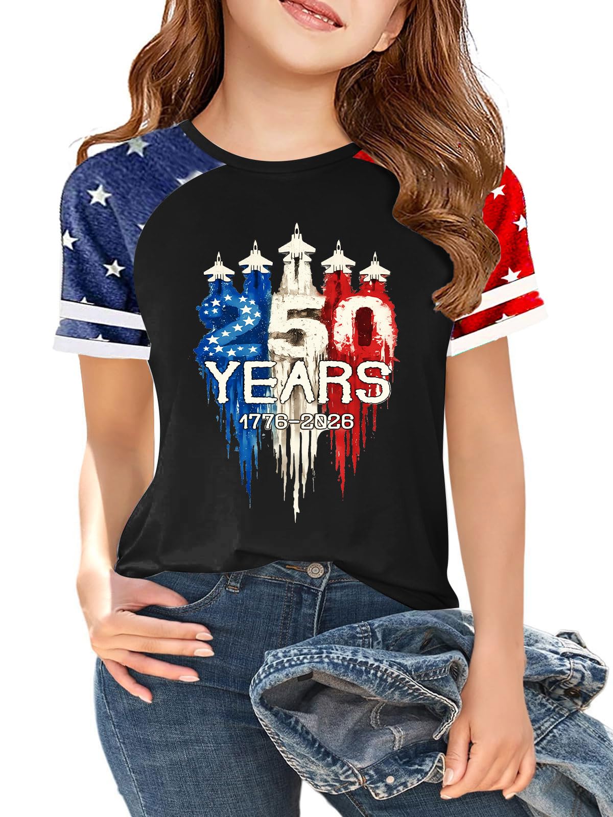 Ithalt Boys Girls USA Shirts Kids 4th of July Shirts American Flag Tshirt Patriotic Top Independence Day Outfit 5-13y