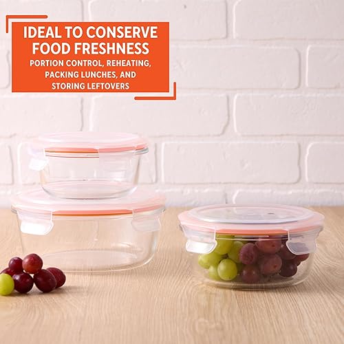 Miniatura 6 de IMUSA Recipientes de vidrio para almacenamiento de alimentos con tapas, juego de 6 piezas, recipientes de borosilicato para preparación de comidas