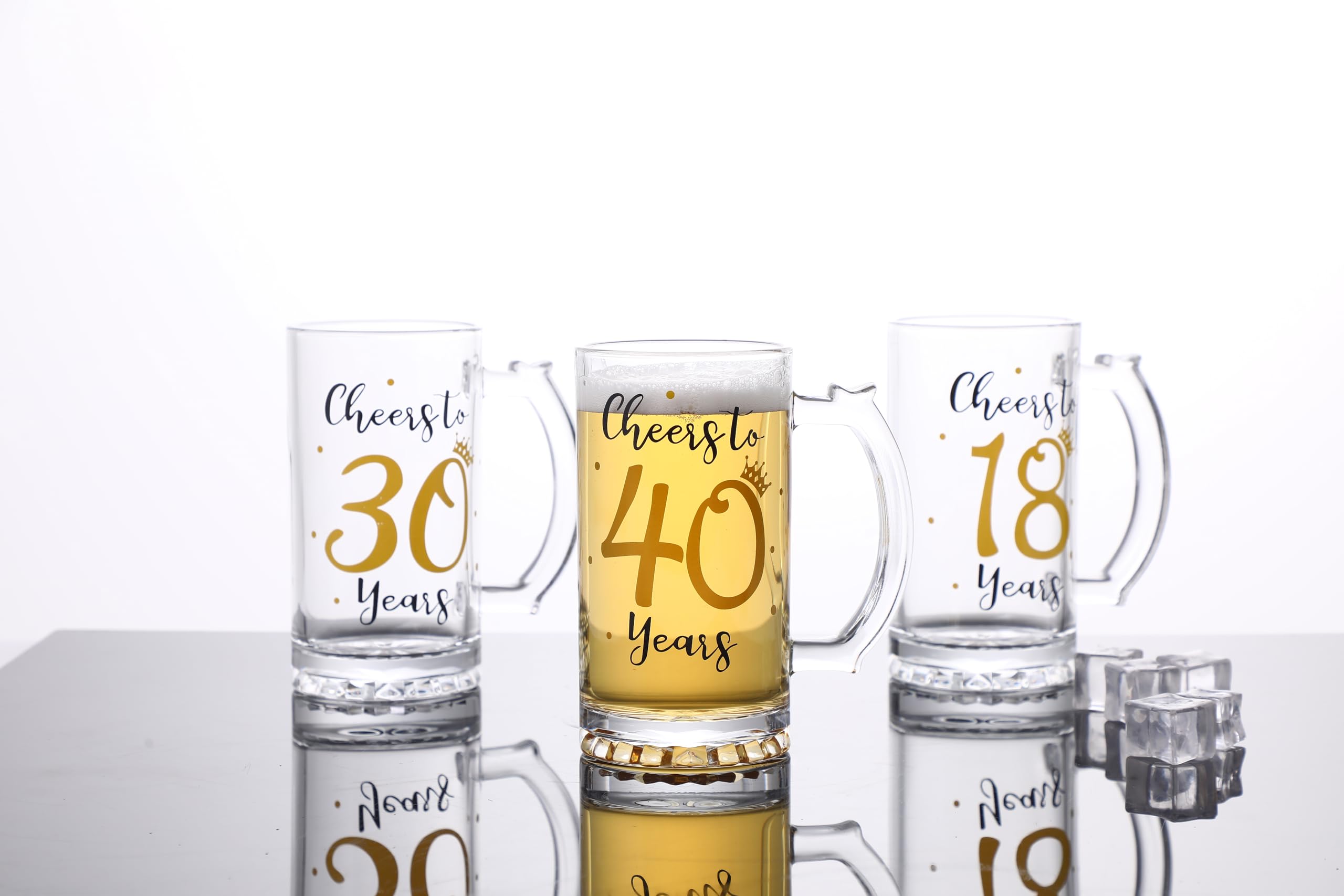 Chope à Bière 40e Anniversaire – 18 Onces (environ 530 Ml) – Verre Personnalisé Avec Texte – Cadeau Humour Pour 40 Ans – Lavable Au Lave-vaisselle
