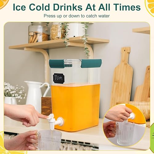 Miniatura 5 de Mumufy Juego de 3 dispensadores de bebidas de plástico para fiestas, dispensador de bebidas de limonada para refrigerador con espita, contenedor de